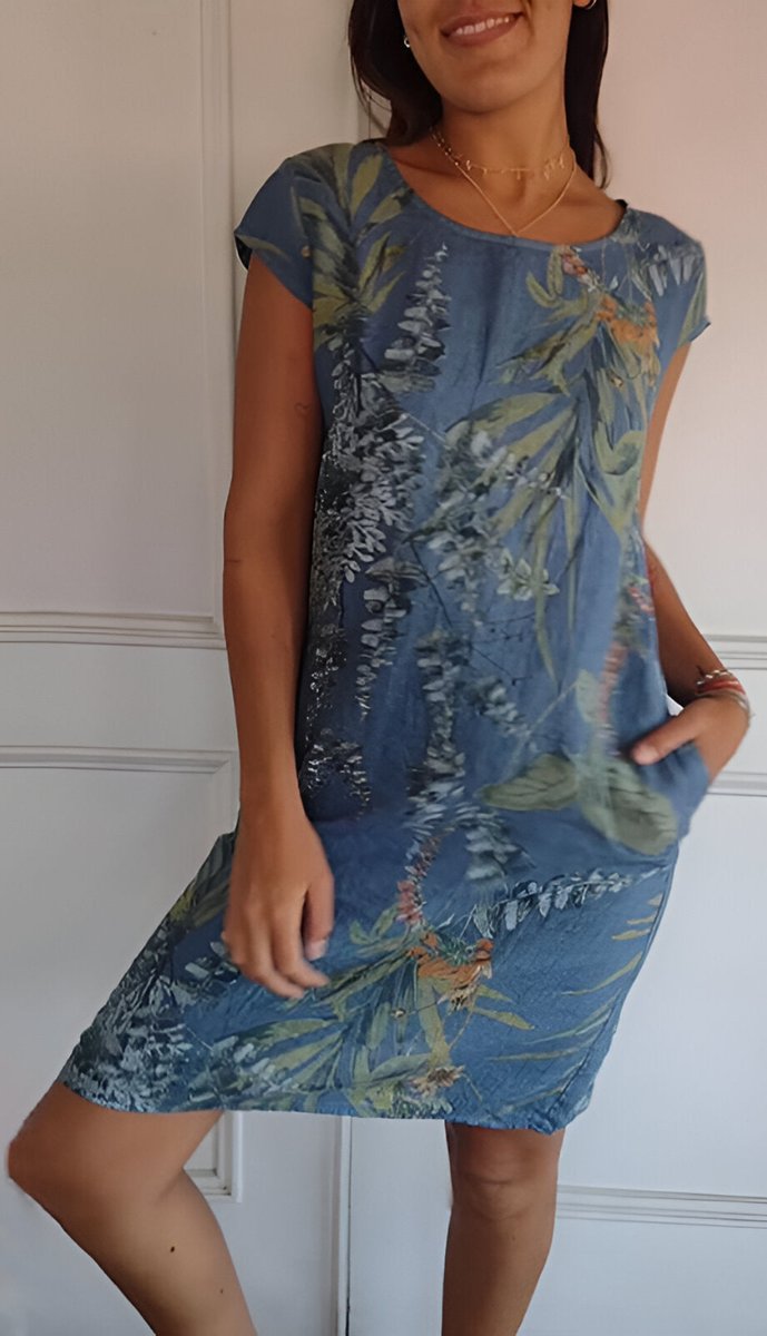 Marie Tropical Leaf Print Shift Dress