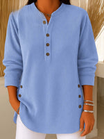 Sophie Longline Ribbed Henley Tunic with Side-Button Detail