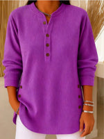 Sophie Longline Ribbed Henley Tunic with Side-Button Detail
