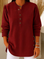 Sophie Longline Ribbed Henley Tunic with Side-Button Detail