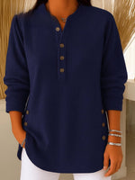 Sophie Longline Ribbed Henley Tunic with Side-Button Detail