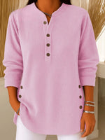 Sophie Longline Ribbed Henley Tunic with Side-Button Detail