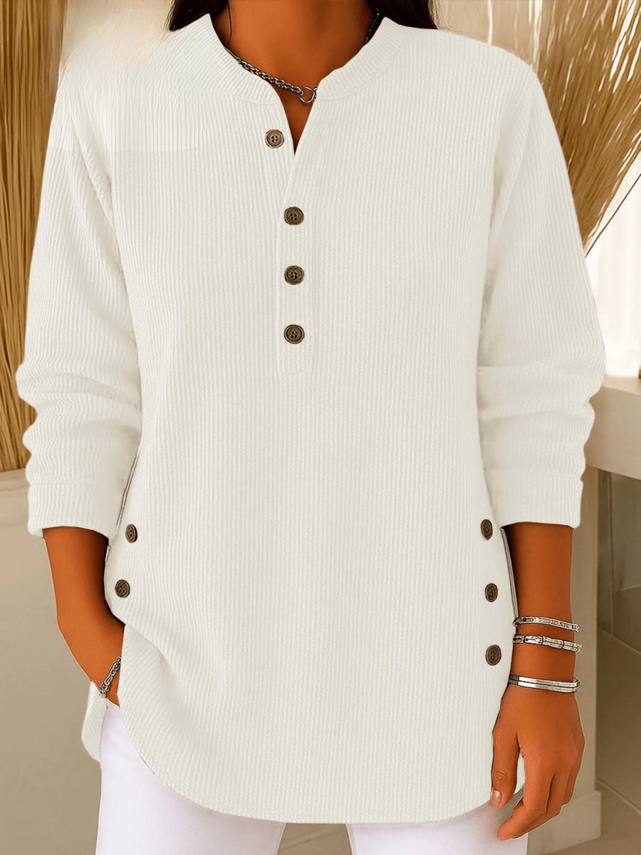 Sophie Longline Ribbed Henley Tunic with Side-Button Detail