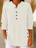 Sophie Longline Ribbed Henley Tunic with Side-Button Detail