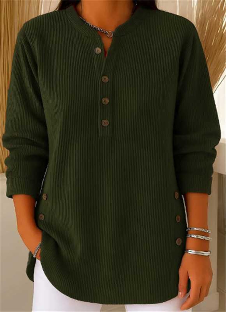 Sophie Longline Ribbed Henley Tunic with Side-Button Detail