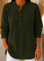 Sophie Longline Ribbed Henley Tunic with Side-Button Detail