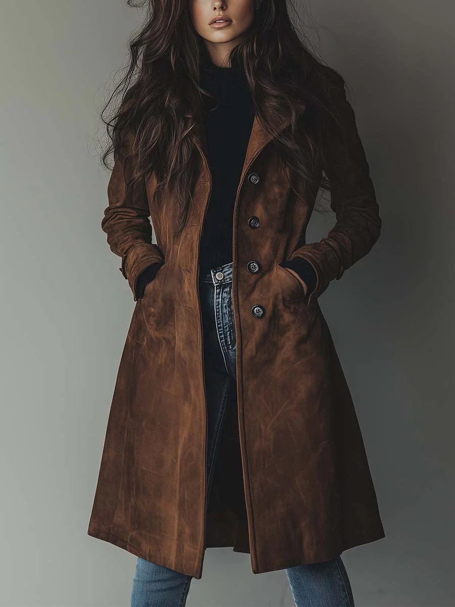 Luisa Longline Double-Breasted Tailored Trench Coat