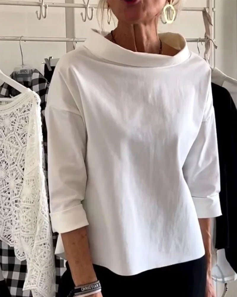Mia Waterfall Collar Three-Quarter Sleeve Top