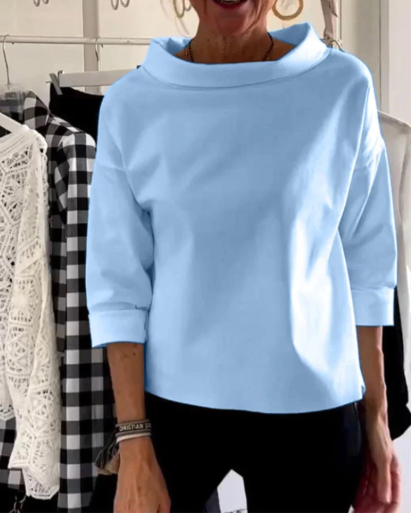Mia Waterfall Collar Three-Quarter Sleeve Top