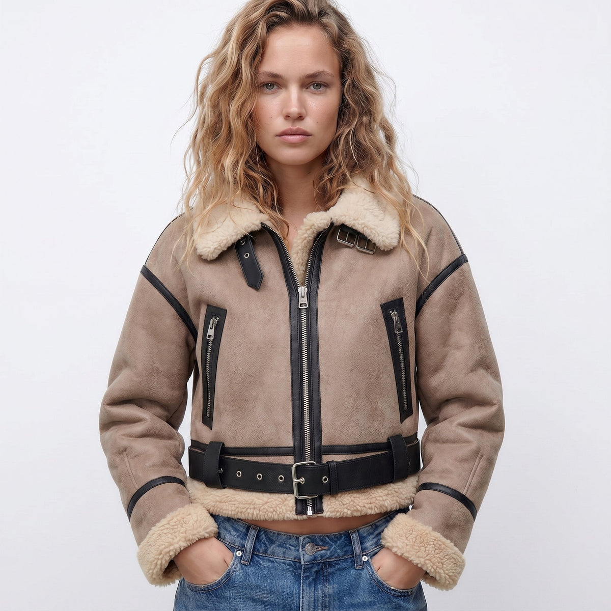 Elfriede Reversible Shearling Bomber Jacket