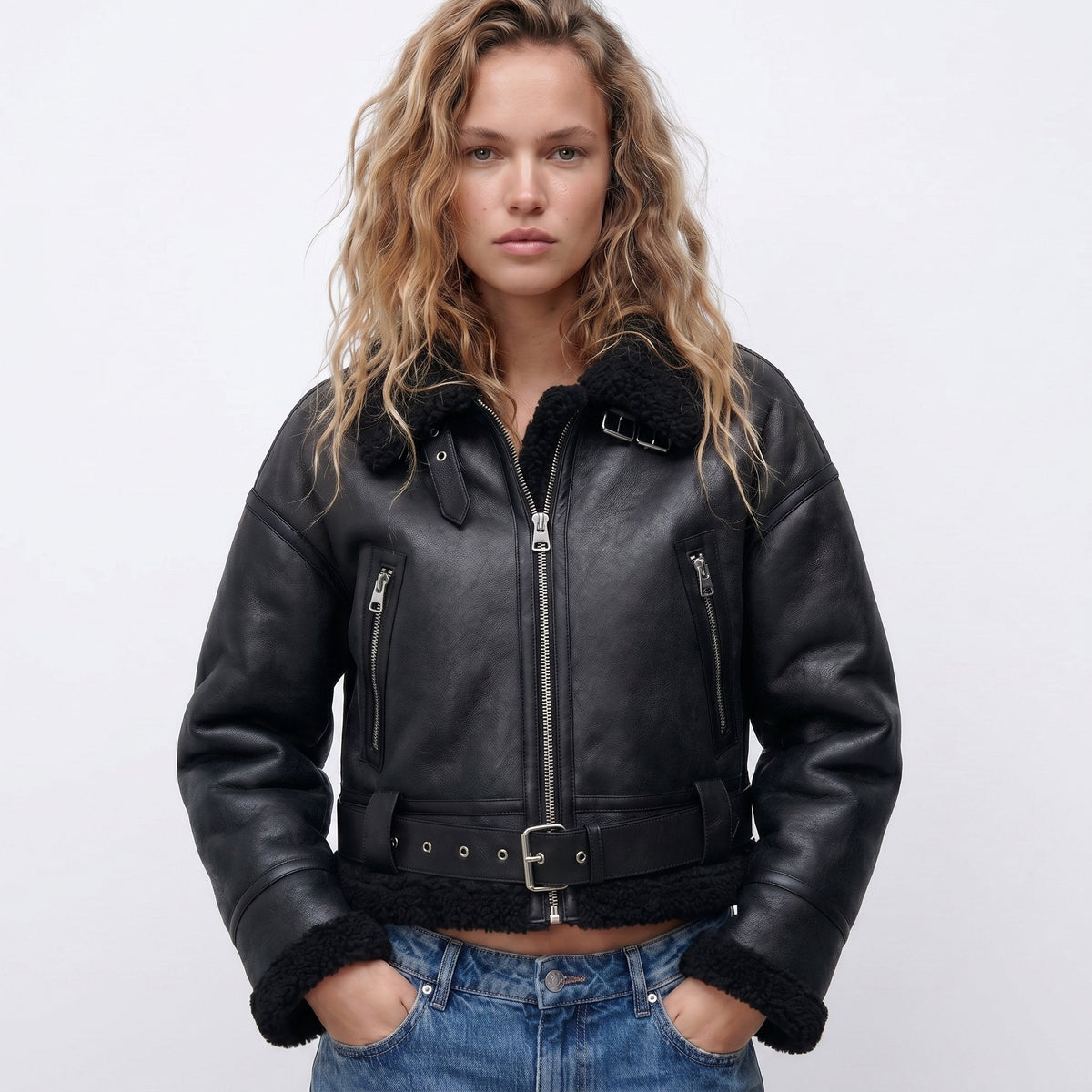 Elfriede Reversible Shearling Bomber Jacket