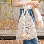 Mia Crochet Macrame Cotton Tote Bag