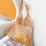 Mia Crochet Macrame Cotton Tote Bag