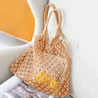 Mia Crochet Macrame Cotton Tote Bag