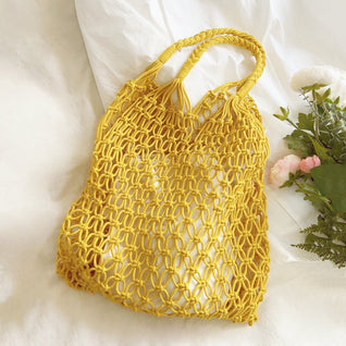 Mia Crochet Macrame Cotton Tote Bag
