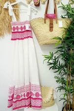 Lena Lace-Up Maxi Sundress with Square Neckline