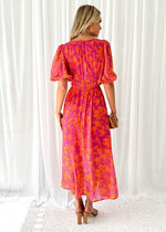 Luisa Puff Sleeve Floral Midi Dress