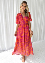 Luisa Puff Sleeve Floral Midi Dress