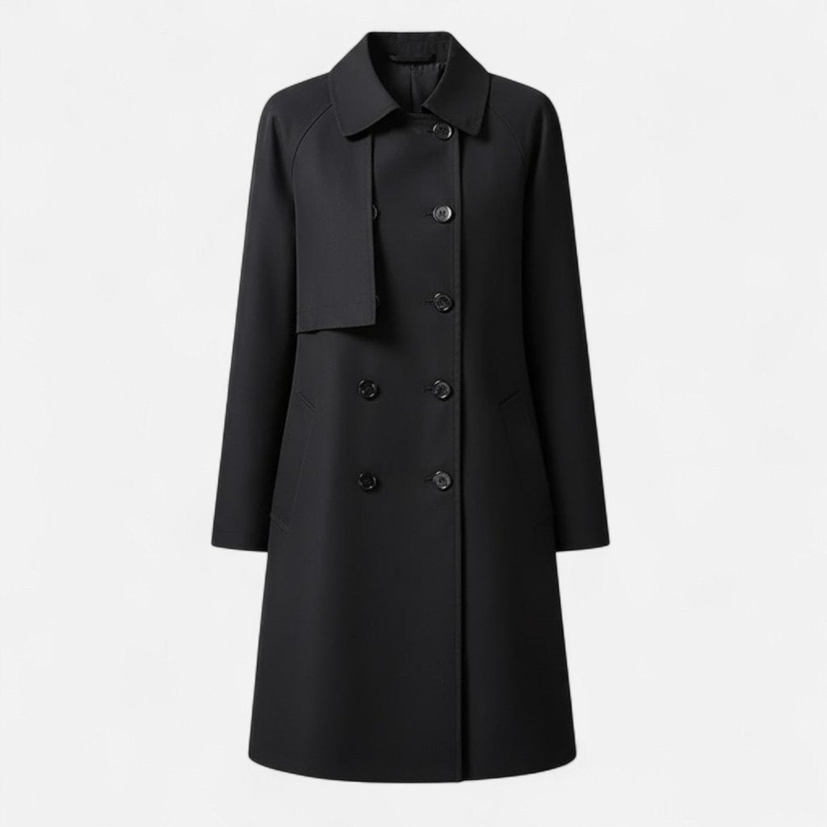 Clara Midi Wool-Blend Double-Breasted Trench Coat