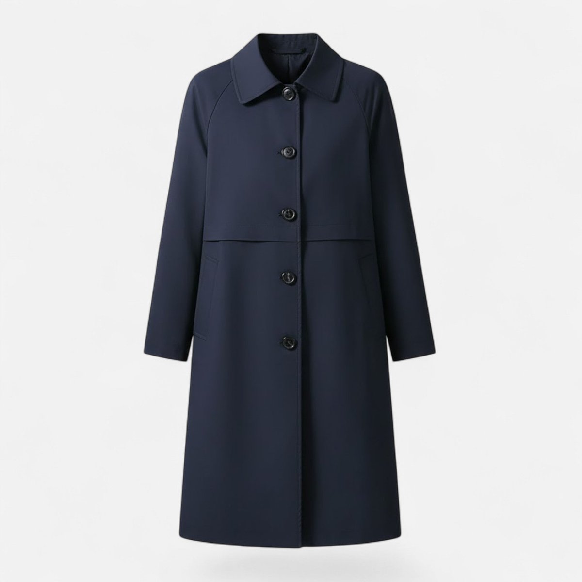 Clara Midi Wool-Blend Double-Breasted Trench Coat