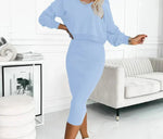 Nora Sweatshirt Top Fitted Midi Skirt Two-Piece Set