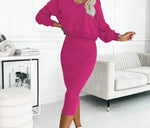 Nora Sweatshirt Top Fitted Midi Skirt Two-Piece Set