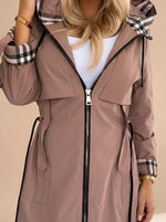 Luisa Hooded Plaid Trench Coat