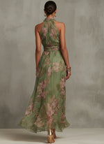 Marie Floral Chiffon Halter Maxi Dress