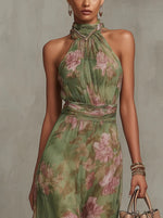 Marie Floral Chiffon Halter Maxi Dress