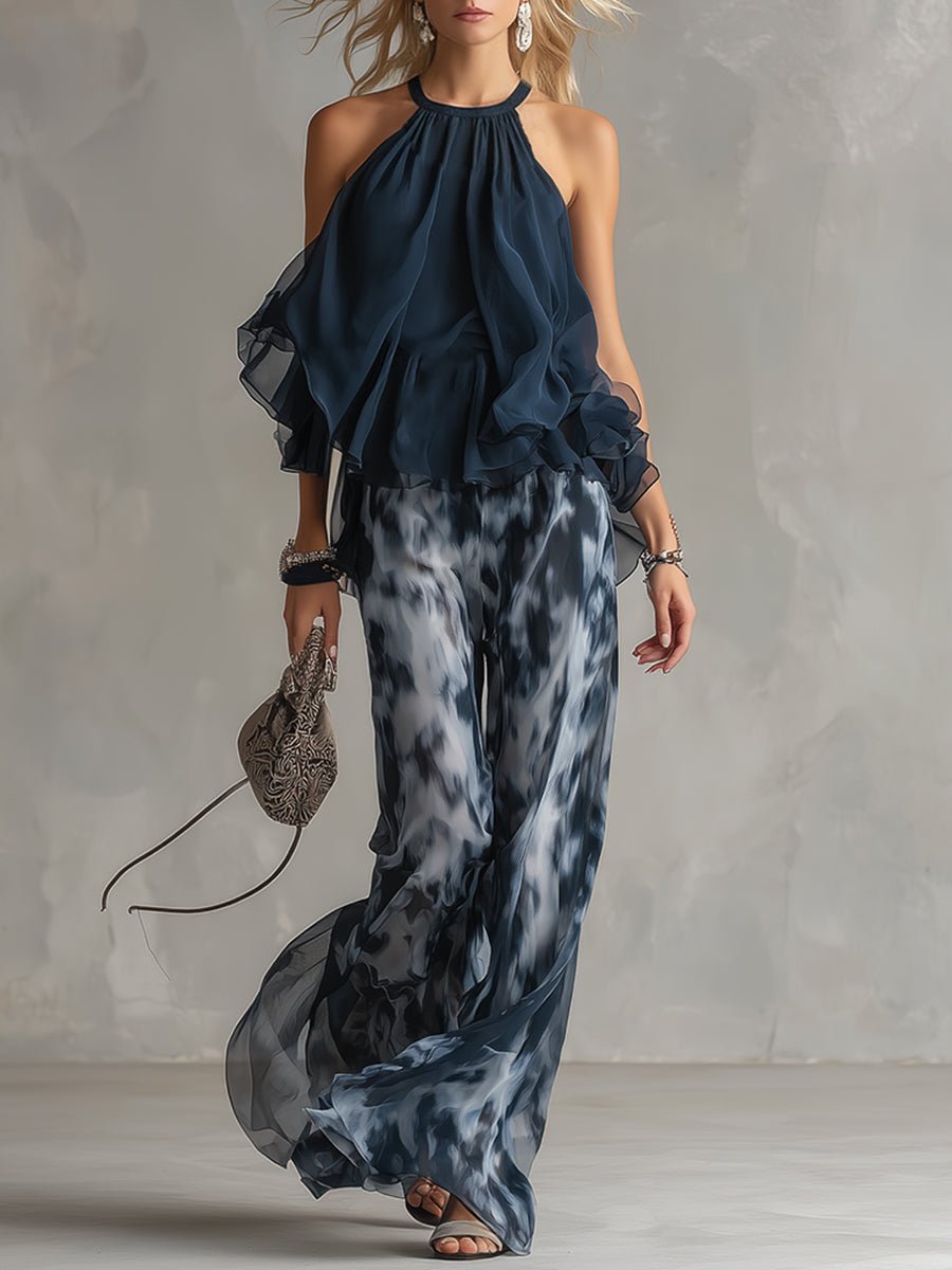 Annika Halter Neck Wide-Leg Two-Piece Set