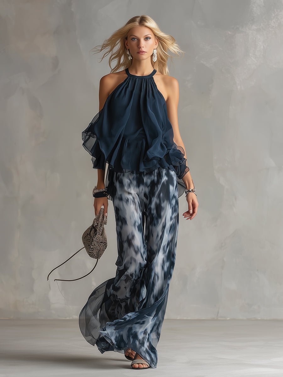 Annika Halter Neck Wide-Leg Two-Piece Set