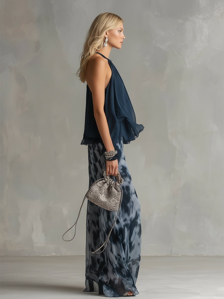 Annika Halter Neck Wide-Leg Two-Piece Set