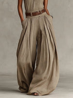 Greta Halter Wide-Leg Sleeveless Jumpsuit with Belt