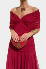 Greta Off-Shoulder Fitted Maxi Evening Dress