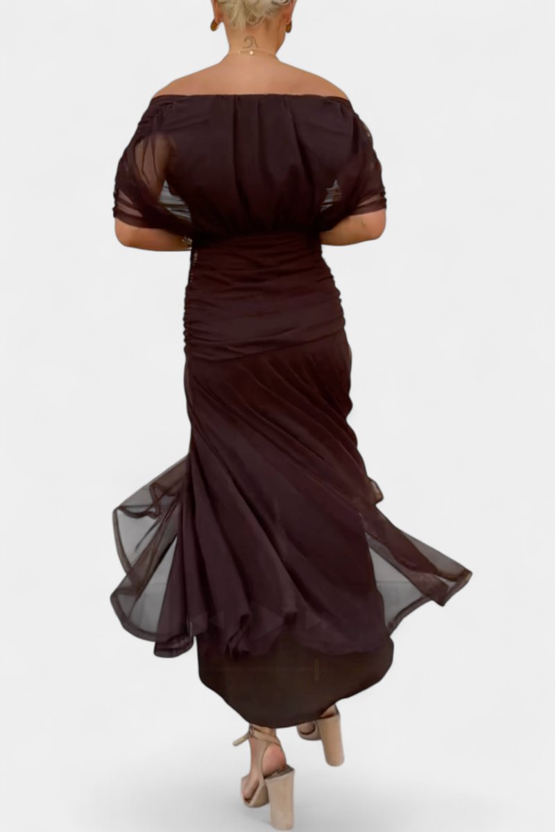 Greta Off-Shoulder Fitted Maxi Evening Dress
