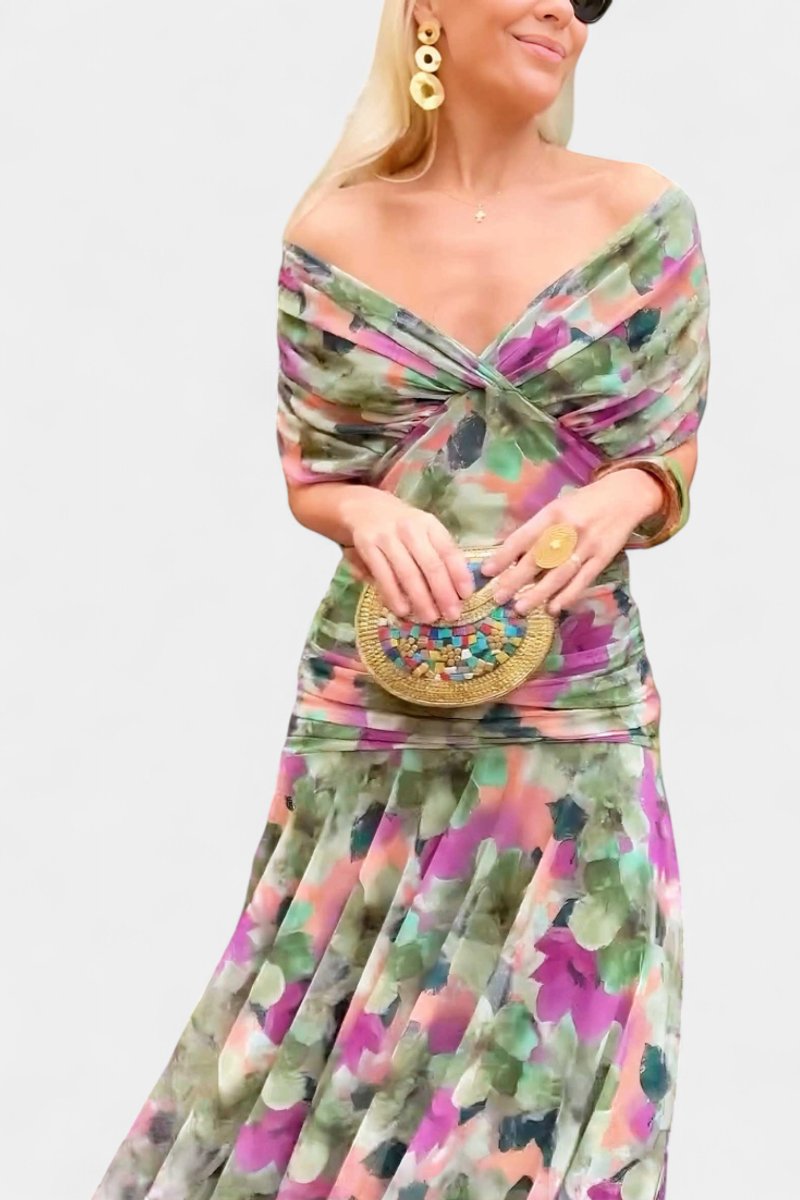 Greta Off-Shoulder Fitted Maxi Evening Dress