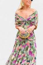 Greta Off-Shoulder Fitted Maxi Evening Dress