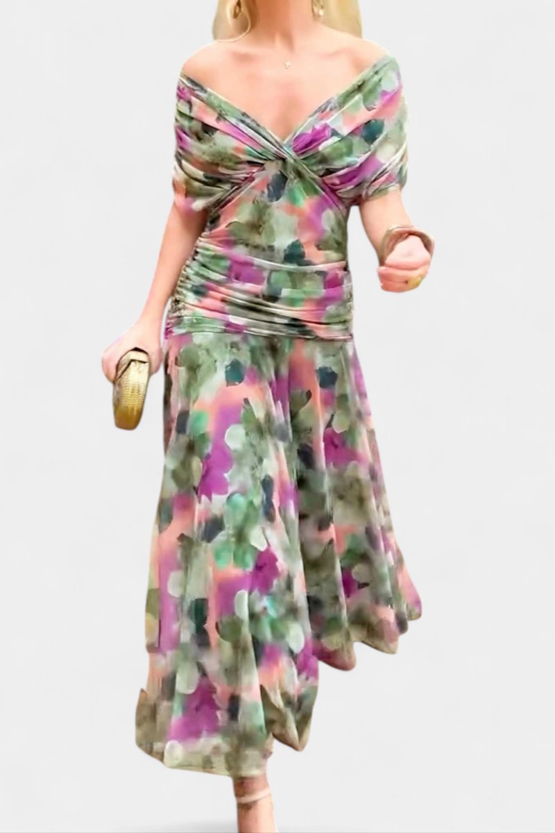 Greta Off-Shoulder Fitted Maxi Evening Dress