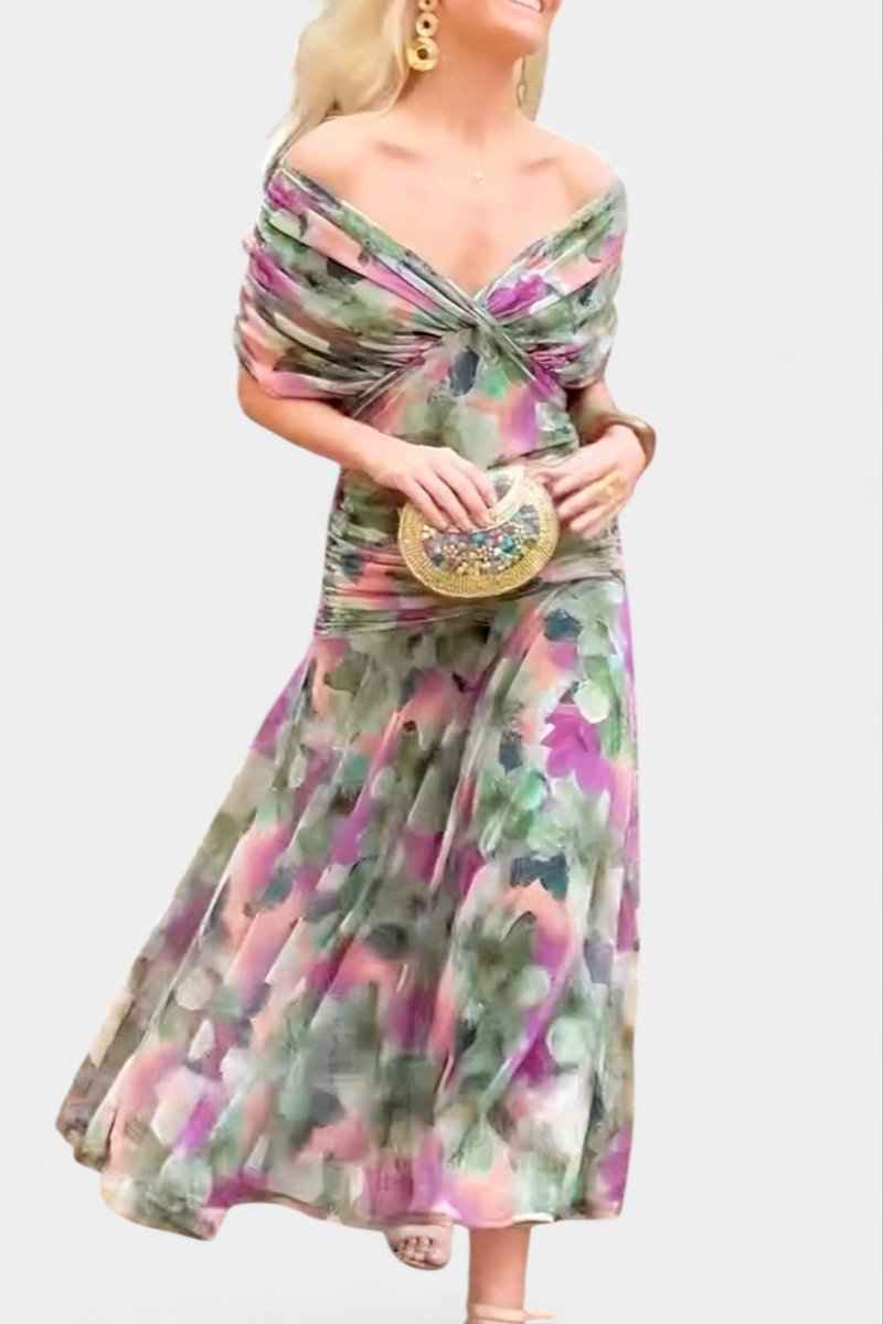 Greta Off-Shoulder Fitted Maxi Evening Dress