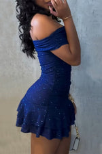 Elisabeth Off-Shoulder Sequin Ruffle Mini Dress