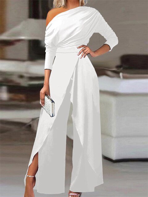 Sophie Long-Sleeve Off-Shoulder Wide-Leg Jumpsuit