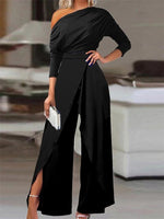 Sophie Long-Sleeve Off-Shoulder Wide-Leg Jumpsuit