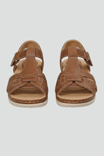Leonie Braided T-Strap Sandals with Ankle Closure