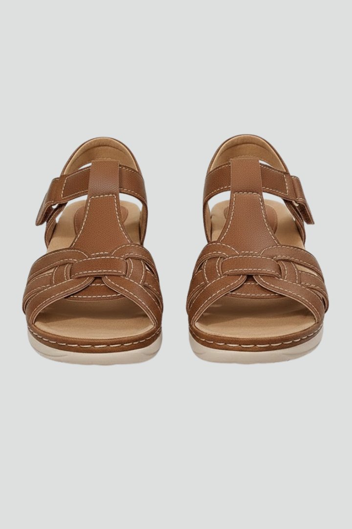 Charlotte Braided Open-Toe Sandals with Ankle Strap