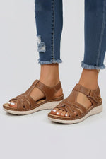 Leonie Braided T-Strap Sandals with Ankle Closure