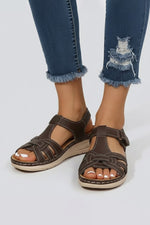 Leonie Braided T-Strap Sandals with Ankle Closure