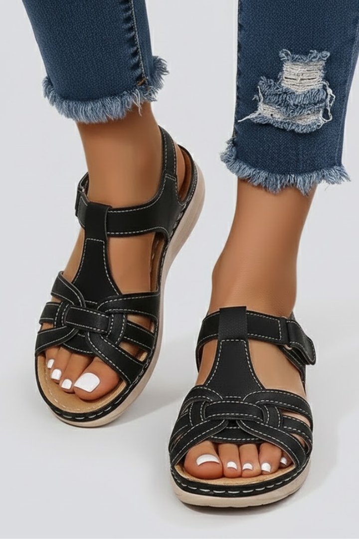 Charlotte Braided Open-Toe Sandals with Ankle Strap