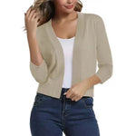 Katharina Open-Front Cardigan with 3/4 Sleeves