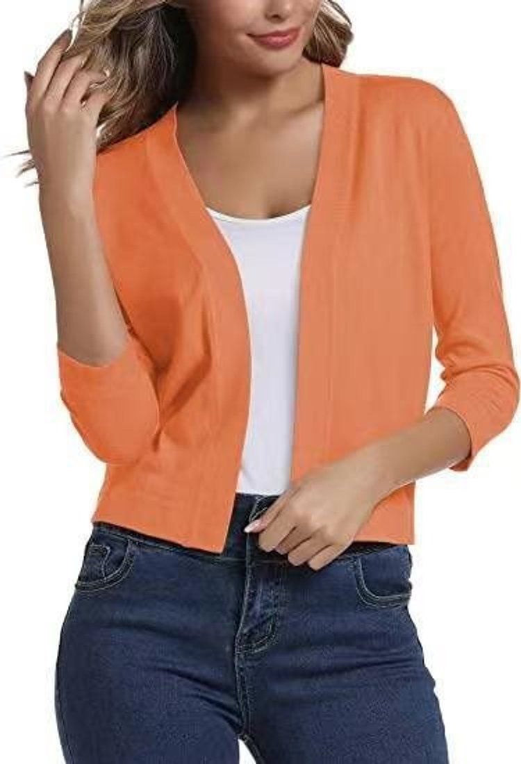 Katharina Open-Front Cardigan with 3/4 Sleeves