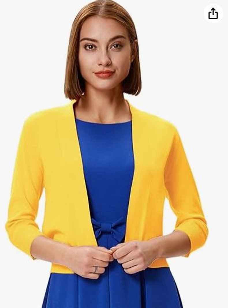 Katharina Open-Front Cardigan with 3/4 Sleeves